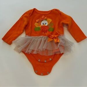 Thanksgiving turkey baby girls outfit